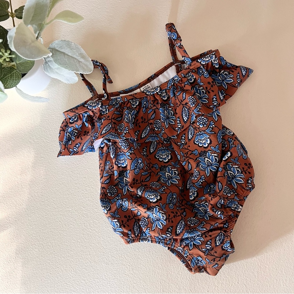 Baby Cold Shoulder Paisley Floral Swimsuit